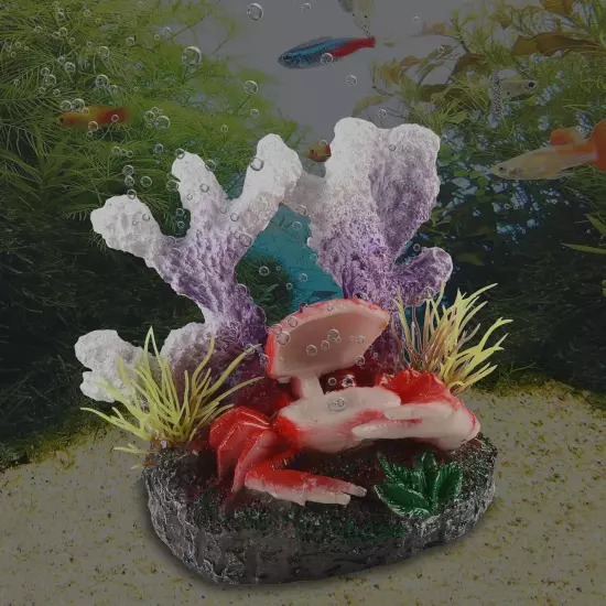 Cute Coral Cave Aquarium Decorations with Crab Air Bubbler Decorations Crafts 