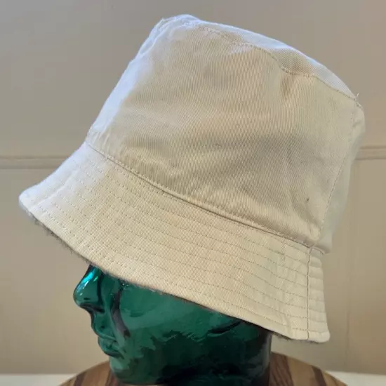 STEVE MADDEN CREAM & BROWNS PLAID REVERSIBLE BUCKET HAT, OSFM. VGC. 30