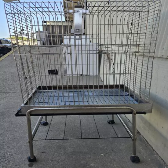 LARGE 25"x25"x39" Birdcage w/ Wheeled Stand Parrot Cockatiel Conure Conures 61"h