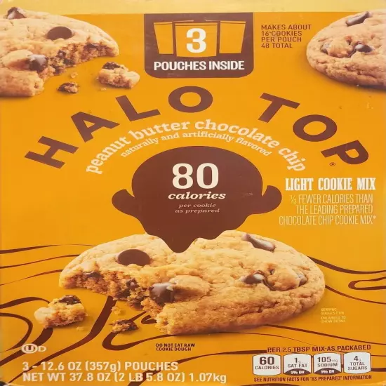 Halo Top Peanut Butter Chocolate Chip Cooki mix 3 pk(low-carb cookie mix)