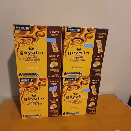 4x Gevalia Frothy Cinnamon Dark Chocolate Flavored Latte K Cups 6ct Exp 7/2024