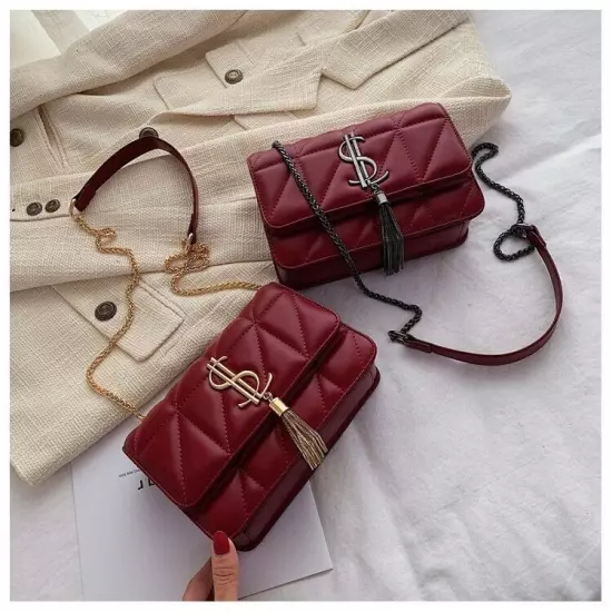 Handbag Tassel Square Bag Girl Pu Women Handbags Lock Shoulder Bags