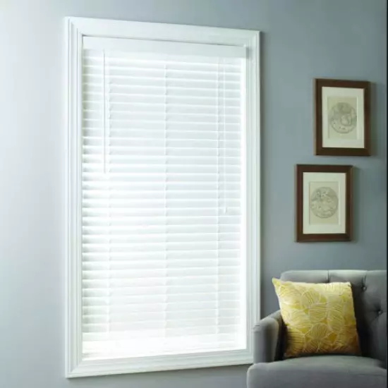 2 inch Faux Wood Blinds Window Horizontal Covering Cordless White Many Sizes