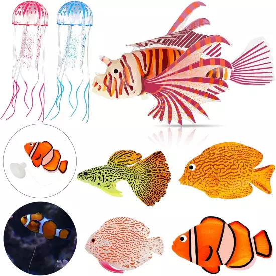 Weewooday 7 Pieces Artificial Glowing Fish 5 Styles Colorful Fake Fish... 