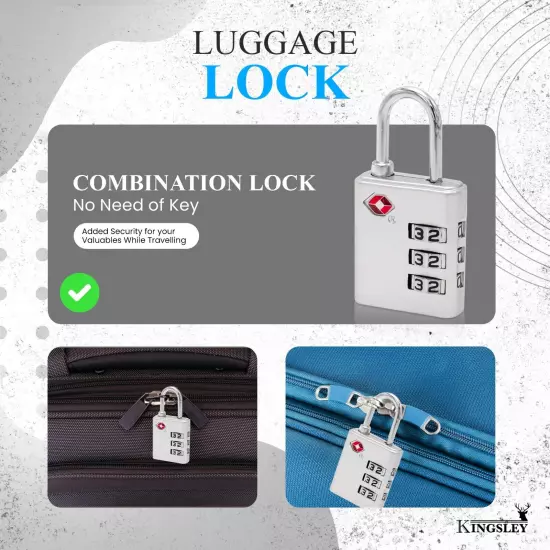 4 TSA Approve 3 Digit Combination Travel Suitcase Luggage Bag Lock Padlock Reset