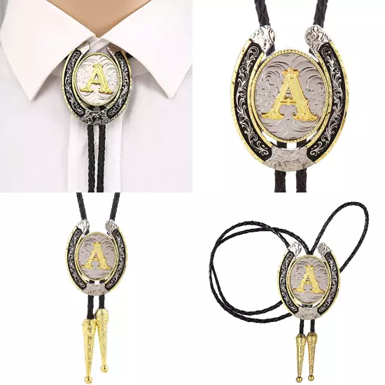 Bolo Tie for Men- Golden Initial Letter A to Z Western Cowboy Bolo Tie for Women