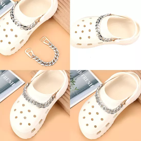 1Pc Punk Metal Chain Shoe Charms Pack for Crocs with Chain for Women Girls Party