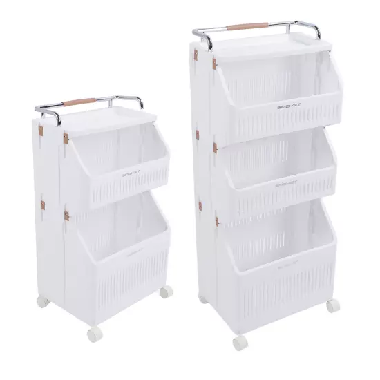 Rolling Storage Cart Multifunction Utility Rolling Storage Organizer Folding