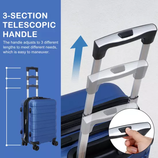 Travel Suitcase 21" Carry On Luggage Hardside Expandable Spinner with Wheel Blue