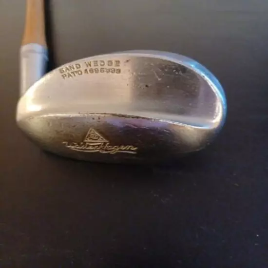 Antique Golf 1920's Walter Hagen Concave Hickory Shafted Sand Wedge Leather Grip