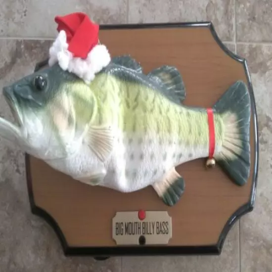 Vintage Gemmy Big Mouth Billy Bass Singing Fish Motion Activated Christmas Santa