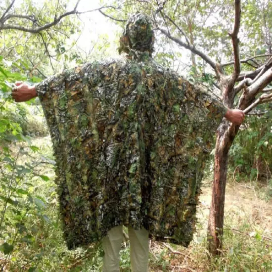 3D Camouflage Suits Ghillie Suit Leaves Poncho Stealth Cloak for Jungle Hunting