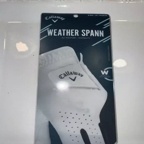 Callaway Weather Spann Women's Golf Glove ~ White ~ Left Hand ~ Regular Medium