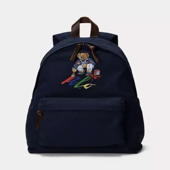 Ralph Lauren mens Polo Bear Canvas Backpack Navy