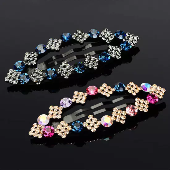 Women Girls Bling Crystal Hairpins Rhinestone Hair Clip Pins Barrettes Headwear