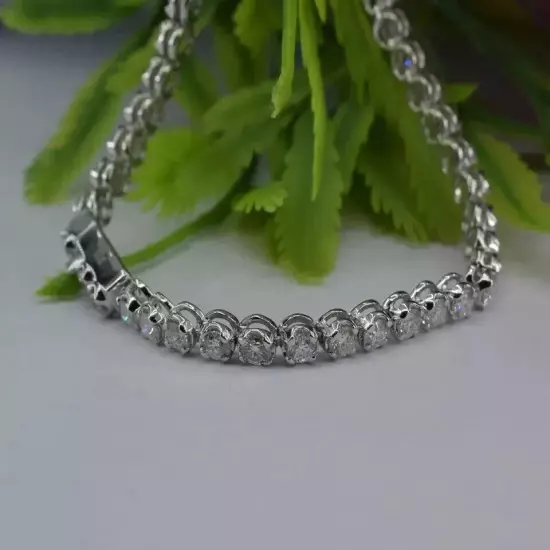 5.00Ct Round Cut Lab Created Diamond Men's Tennis Bracelet 14K White Gold Finish