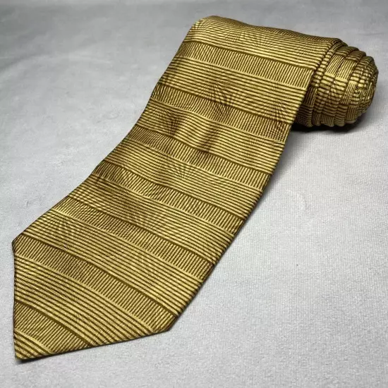 NEO Bill Blass Necktie Mens USA Designer 100% Silk Geometric Silhouette Gold