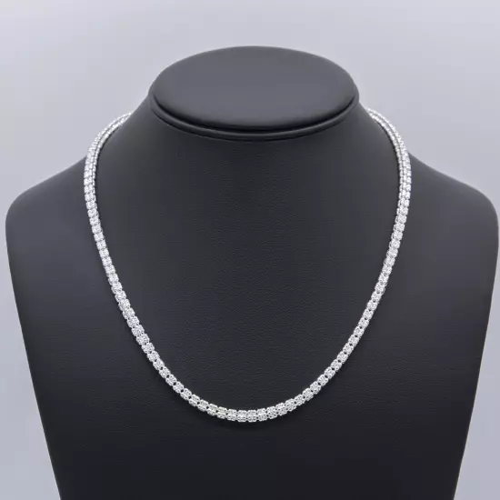 4mm Diamond-Cut Ice Link Chain Necklace Sterling Silver 925 Italy All Sizes