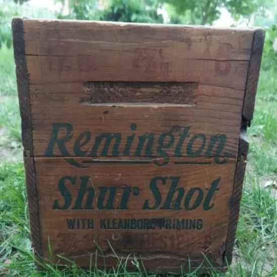 VINTAGE REMINGTON ShurShot KLEANBORE DUPONT WOOD SHELL CRATE BOX