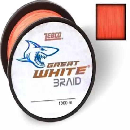 Zebco Great White Braid 1000m Orange Spool Sea Beach Boat Fishing