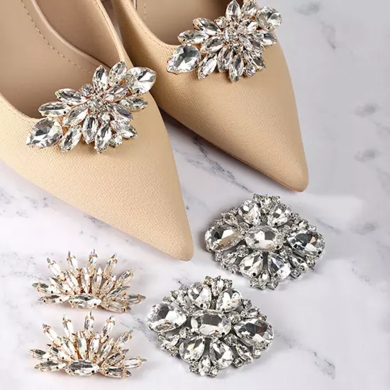 Diamante Rhinestone Shoe Clips Charms Buckle Removable Crystal Shoe Decoration