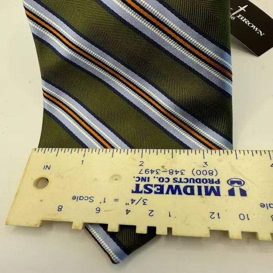 NEW Black Brown 1826 Green Blue Orange Stripes Silk Necktie