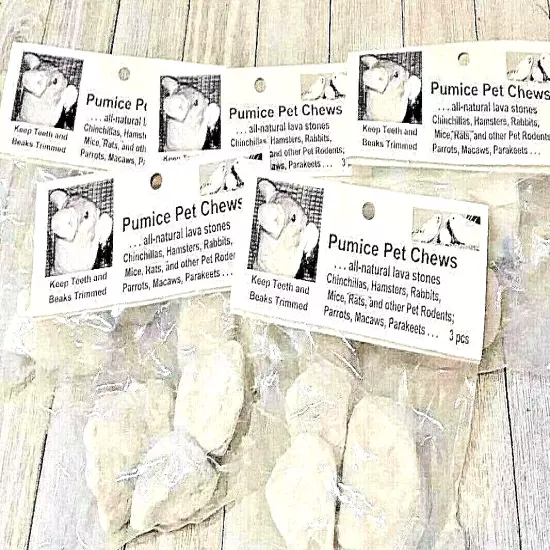 Pumice Pet Chews 15 piece pumice stone chinchilla bird 5 bags - 3 stones per bag