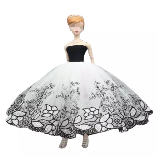 Black Style 1/6 Doll Clothes Handmade Wedding Dress 11.5" Dolls Outfits Gown Toy