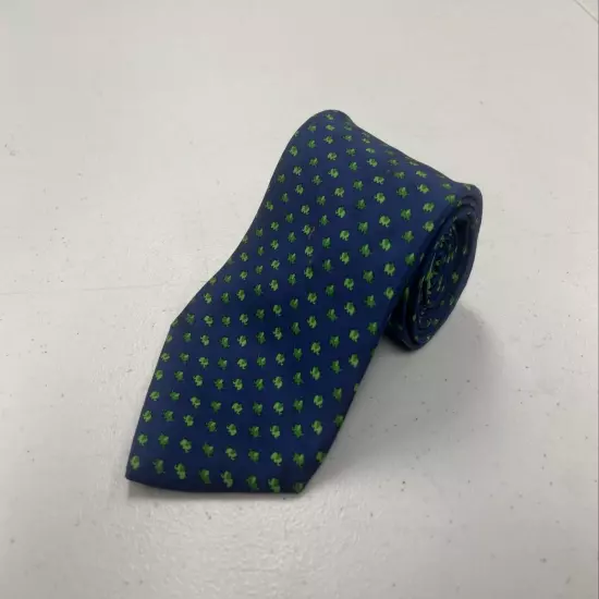 Salvatore Ferragamo Men's Navy Blue & Green Elephant Silk Neck Tie $295