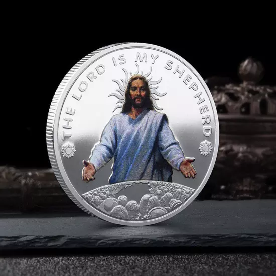 Plated Silver Jesus Christ Coin Religious Belief Metal Medal Commemorative