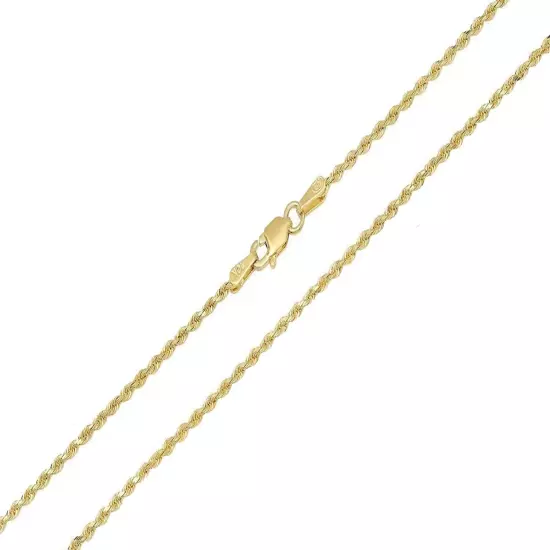 10K Yellow Gold 1mm-5mm Diamond Cut Solid Rope Chain Pendant Necklace 16"- 30"