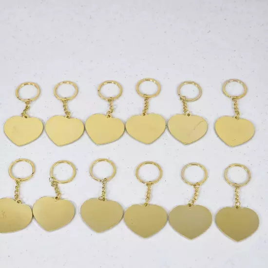 Lot 12 Frida Kahlo Gold Tone Keychain Heart Shape Drawing Mexico Souvenir 4" New