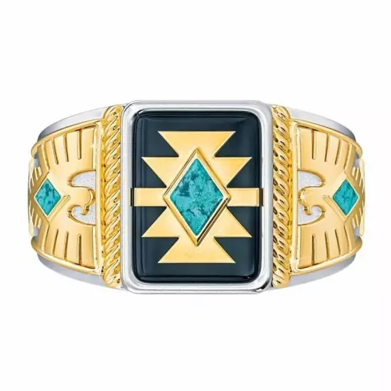 Mens Turquoise Eagle Rings Gold Silver Punk Hip Hop Ring Jewelry Gift Size 6-13