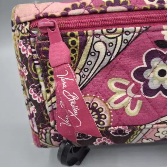 Vera Bradley Very Berry Paisley Tri-Fold Wallet, Zippered Pocket