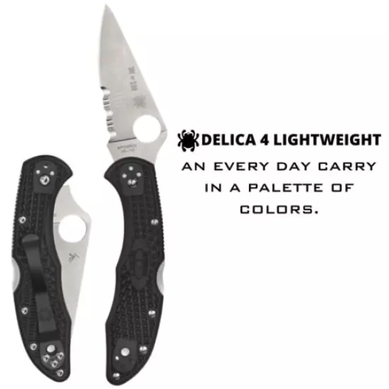 Spyderco C11FPSBKRD Delica 4 Lightweight Knife w CombinationEdge Cutting