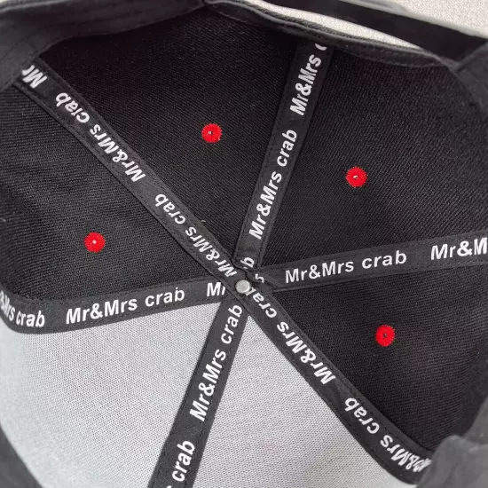 Mr & Mrs Crab Hat Mens Black Snapback Cap Embroidered Lets Be Together Seafood