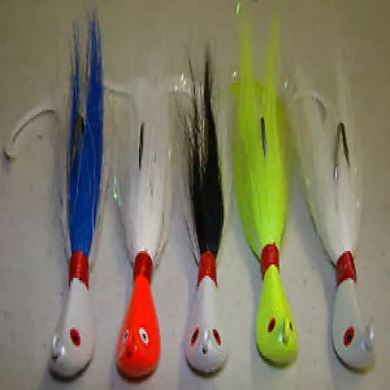 2oz Bucktail jigs 5 Pieces Saltwater Fishing Lures - 5 Colors 