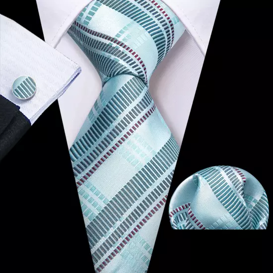 USA Mens Tie Striped Paisley Solid Paisley Necktie Hanky Cufflink Set Wedding