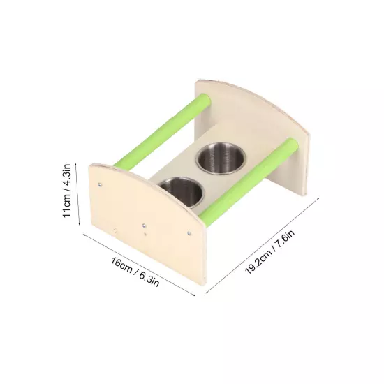  Wood Stand With 2 Stainless Steel Feeding Cup Playstand Training