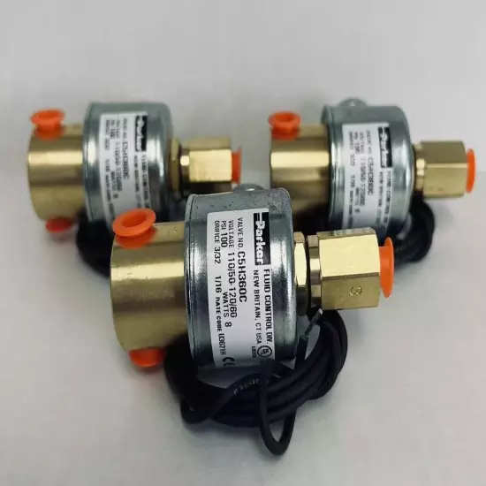 3ea Parker C5H360C Skinner 3 Way Solenoid Valve w/ Coil 100psi 110v 8 Watts