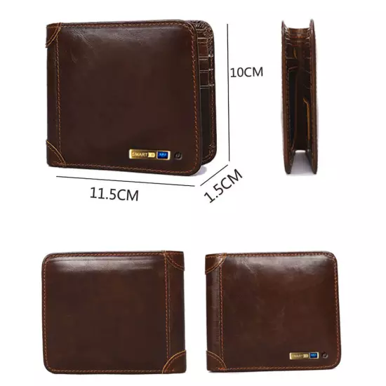 Living Wallet RFID Genuine Leather With Alarm GPS MAP Bluetooth Alarm Mens Purse