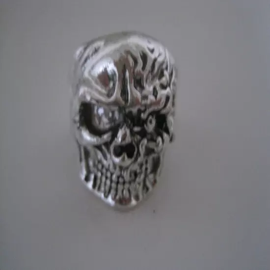 Skull Ring Eyeball Teeth Size 12 Mens Silver Tone Metal Halloween New