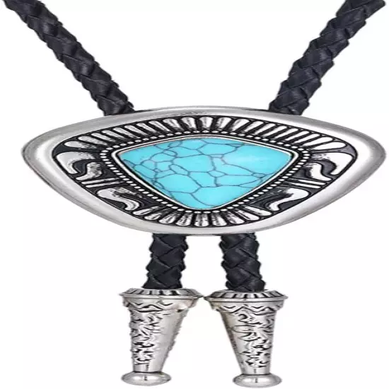 Turquoise Bolo Tie for Men, Leather Braided Tie-exquisite 