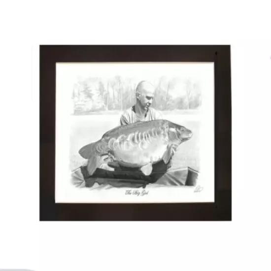 MOUNTED FISHING PORTRAIT Hand Drawn By Angling Artist Robin Woolnough Bespoke 