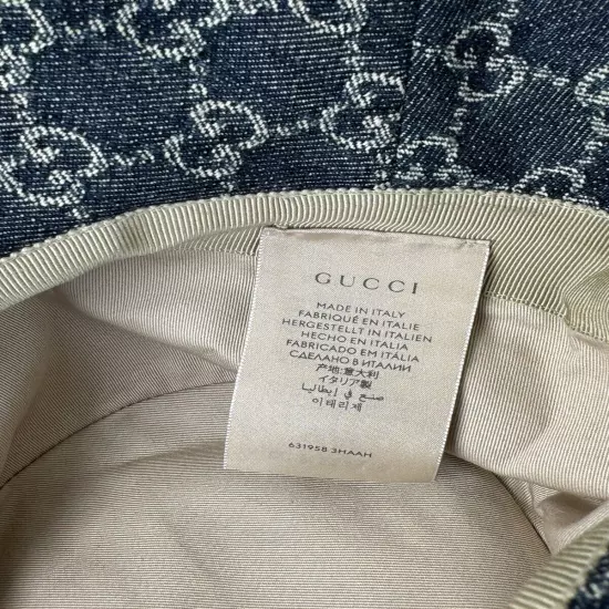 Gucci Eco Washed Gg Denim Wide Brim Hat Large