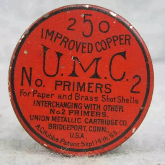 Vintage Union Metallic Cartridge UMC Round # 2 Primer Empty Tin Pre Remington