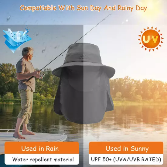 Wide Brim Sun Hat UV Protection Bucket Cap For Hiking Camping Fishing Safari Men