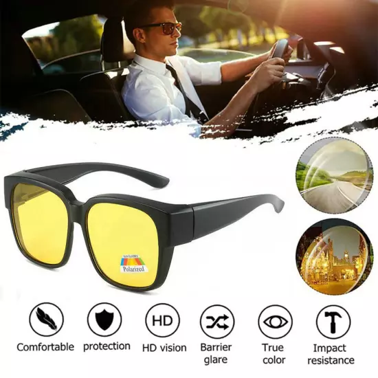 HD Night Driving Glasses Yellow Anti Glare Vision Tinted Unisex Sunglasses