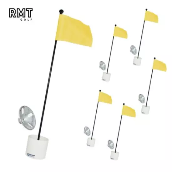 RMT Golf Practice Green Putting Set Yellow Flag for Backyard & Course (6 Pack)