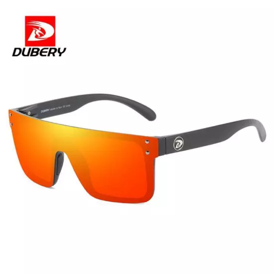 DUBERY Sqaure Polarized Siamese Lens Sunglasses Men Women Flat Top Sport Glasses